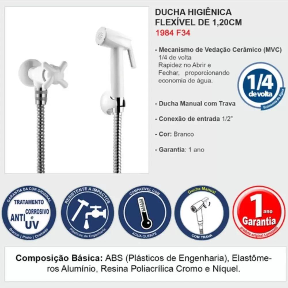 Ducha Higienica 1/2 Dn15 F34 1984 Branco - Lorenzetti