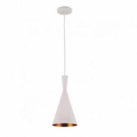 PENDENTE ALUMÍNIO CONE CHINES 1XE27 BRANCO C/ INTERIOR DOURADO-BLUMENAL