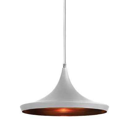 PENDENTE ALUMÍNIO CHAPÉU CHINES 1XE27 BRANCO C/ INTERIOR DOURADO-BLUMENAL