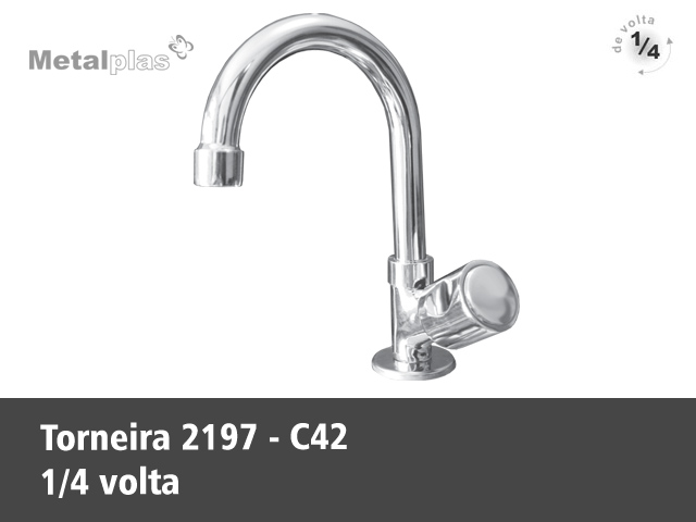TORNEIRA P/ LAVATORIO C-42 2197 1/4V LUXO CROMADA - METALPLAS
