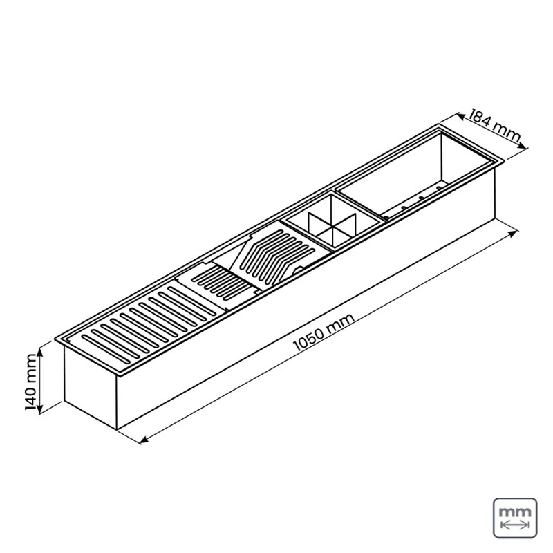Canal Organizador Tramontina 105cm 94534003 em Aço Inox Scotch Brite 105x18cm