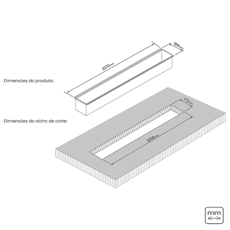 Canal Organizador Tramontina 105cm 94534003 em Aço Inox Scotch Brite 105x18cm