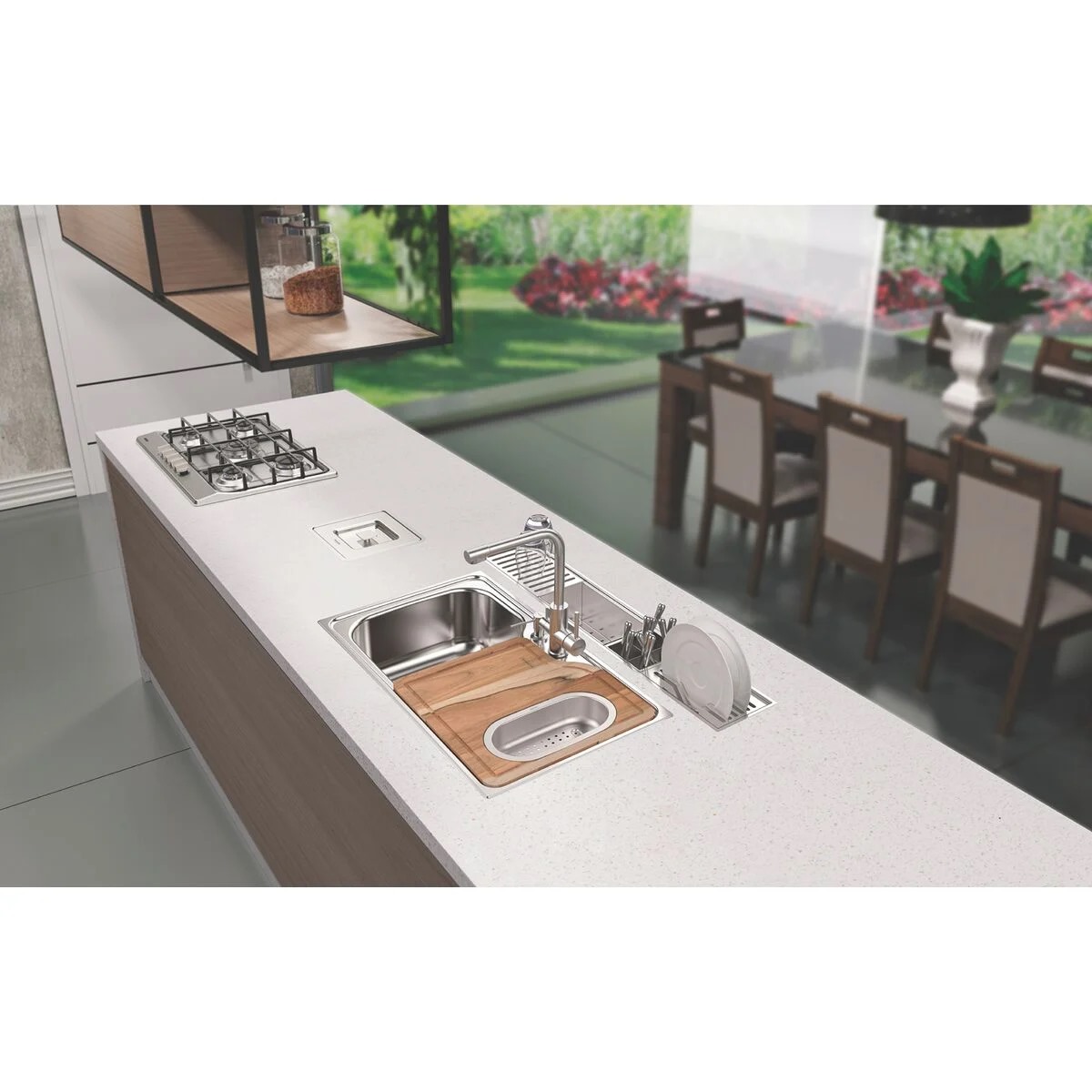 Canal Organizador Tramontina 60cm 94534001 em Aço Inox Scotch Brite 60x18cm