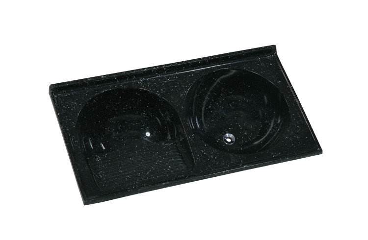 TANQUE MÁRMORE SINTÉTICO DUPLO Nº2 110x59cm PRETO - A.J. RORATO