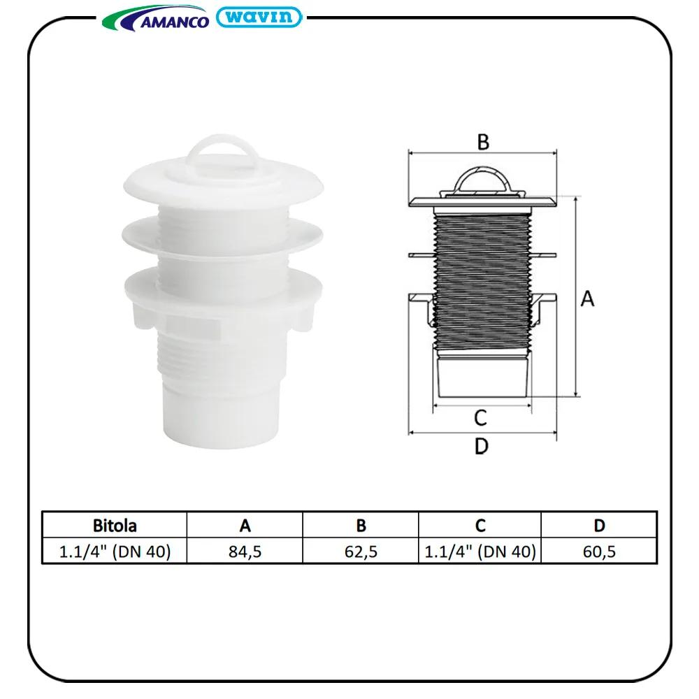 Válvula Tanque Plástico 1.1/4 e 1.1/2 DN40 N9 10563 - AMANCO