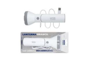 Lanterna 140 Lumens Branca Recarregável - Mor